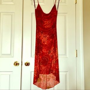 Spaghetti Strap Orange Paisley Dress
